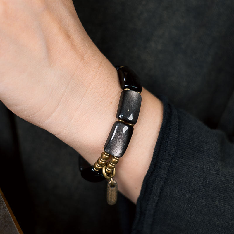 Resonance Silver Obsidian Bracelet