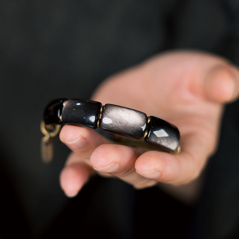 Resonance Silver Obsidian Bracelet