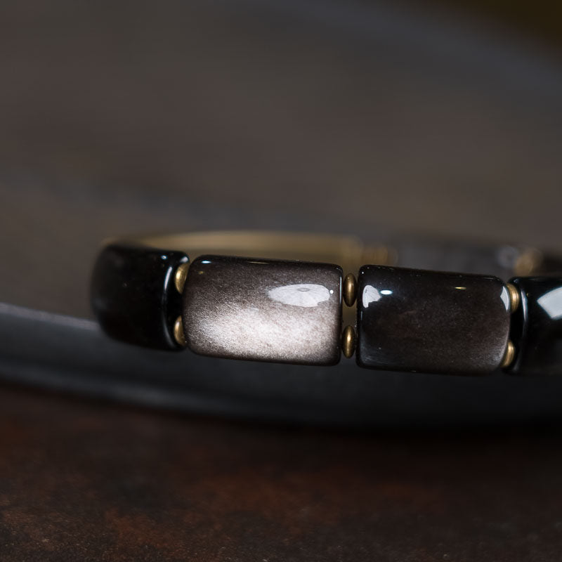 Resonance Silver Obsidian Bracelet