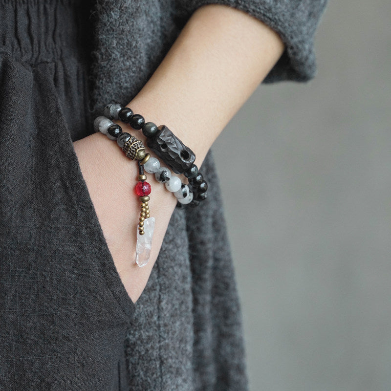 Clarity Weave | Black Rutilated Quartz Bracelet